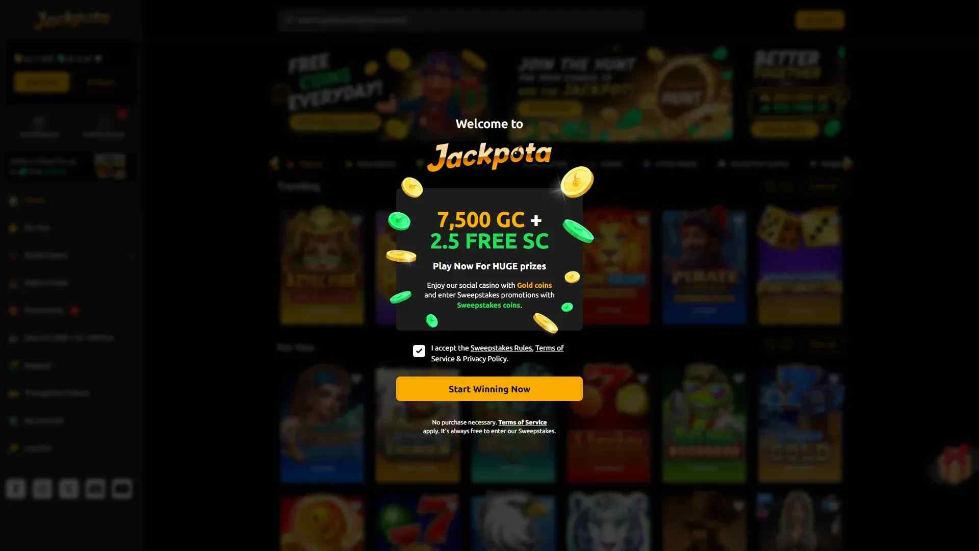 Jackpota welcome bonus